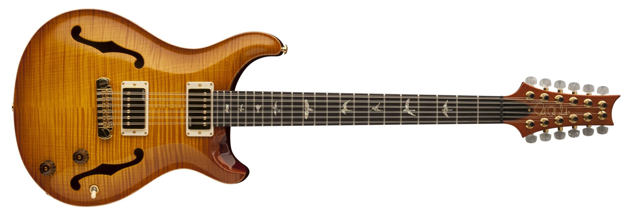 PRS Hollowbody II 12-Saiter E-Gitarre in der Farbe Sunburst.