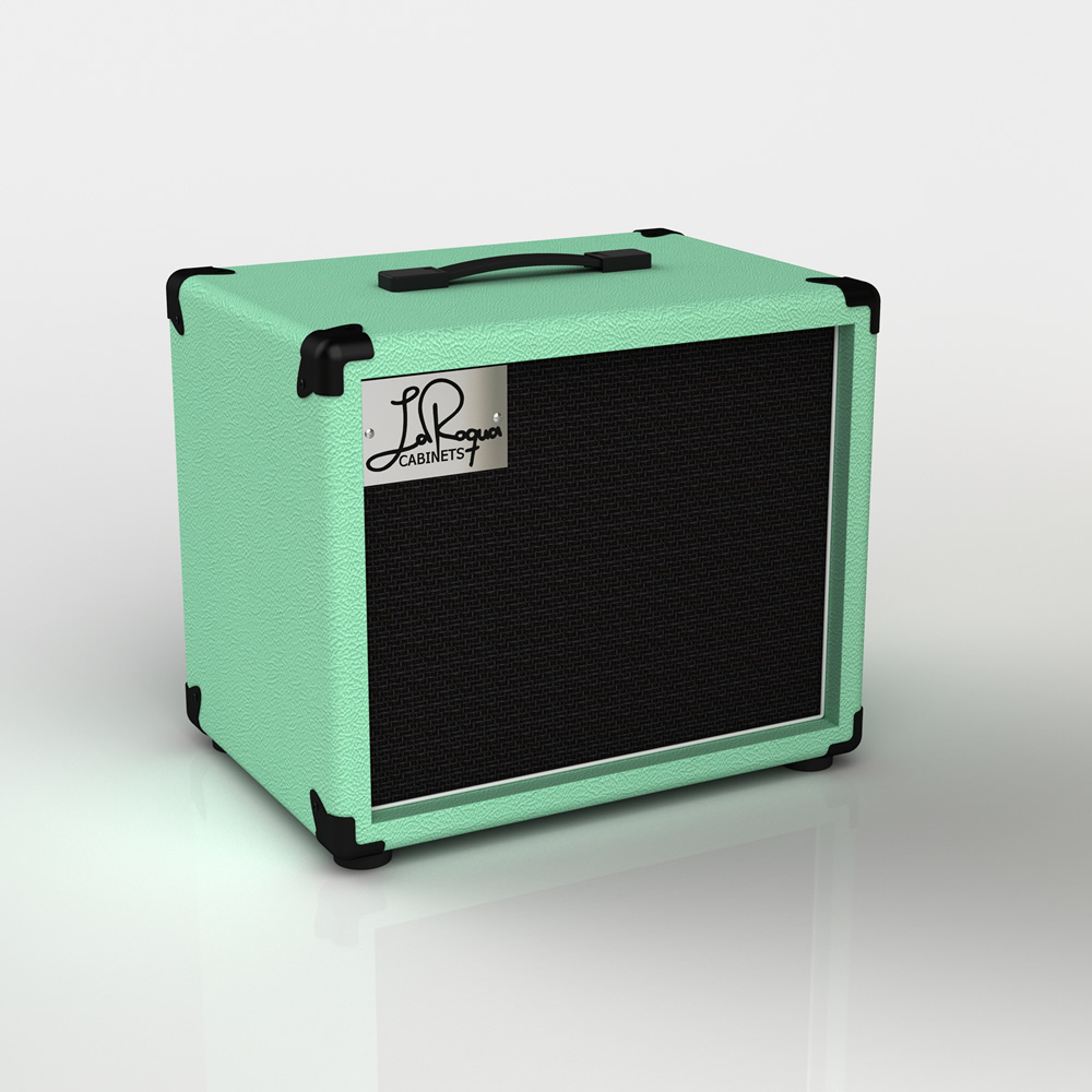 LaRoqua 110 Air Series Made in Germany Custom Gitarrenbox mit einem zehn Zoll Lautsprecher in Surf Green.