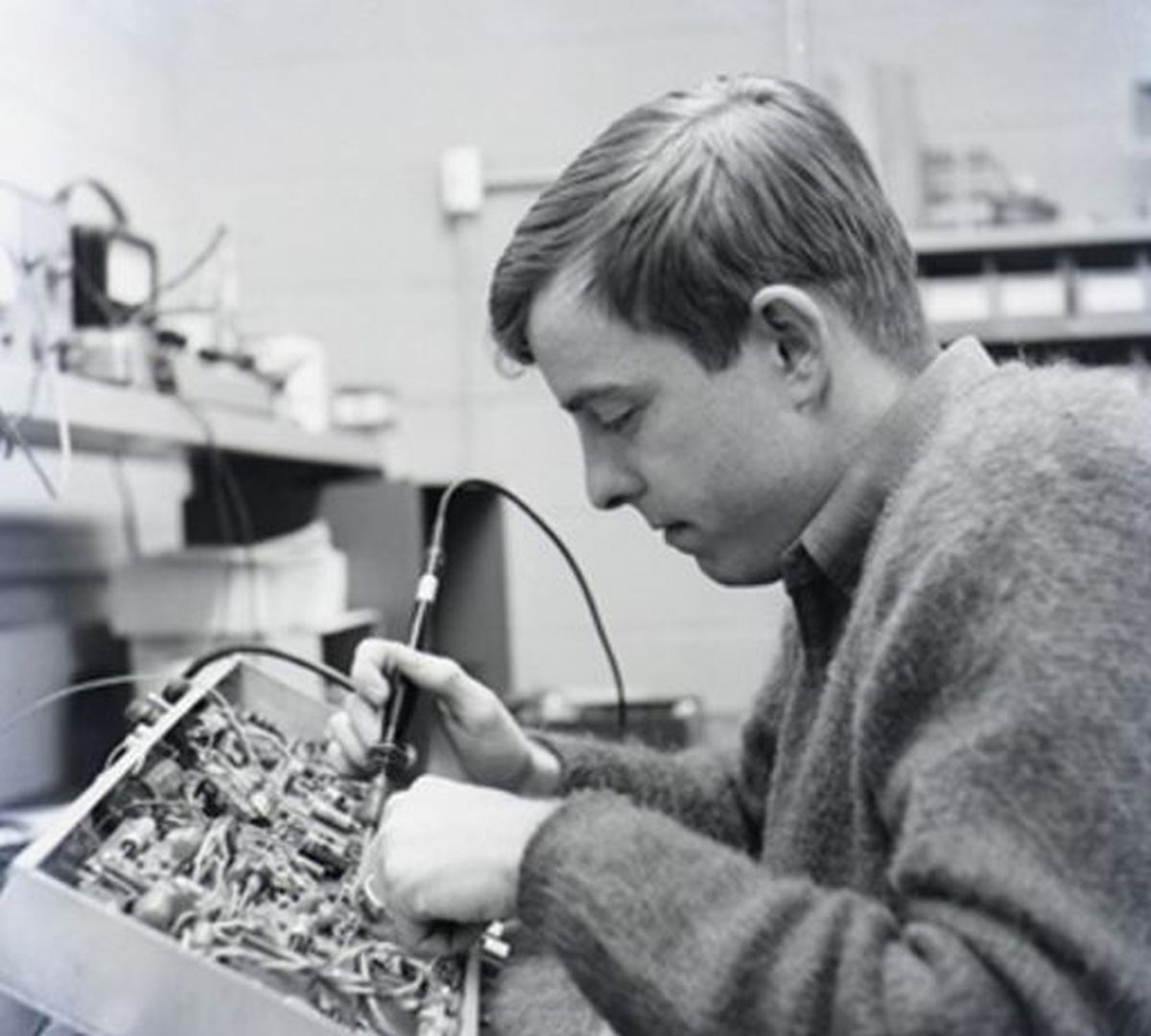 Young Hartley Peavey, Peaveys founder, while crafting.